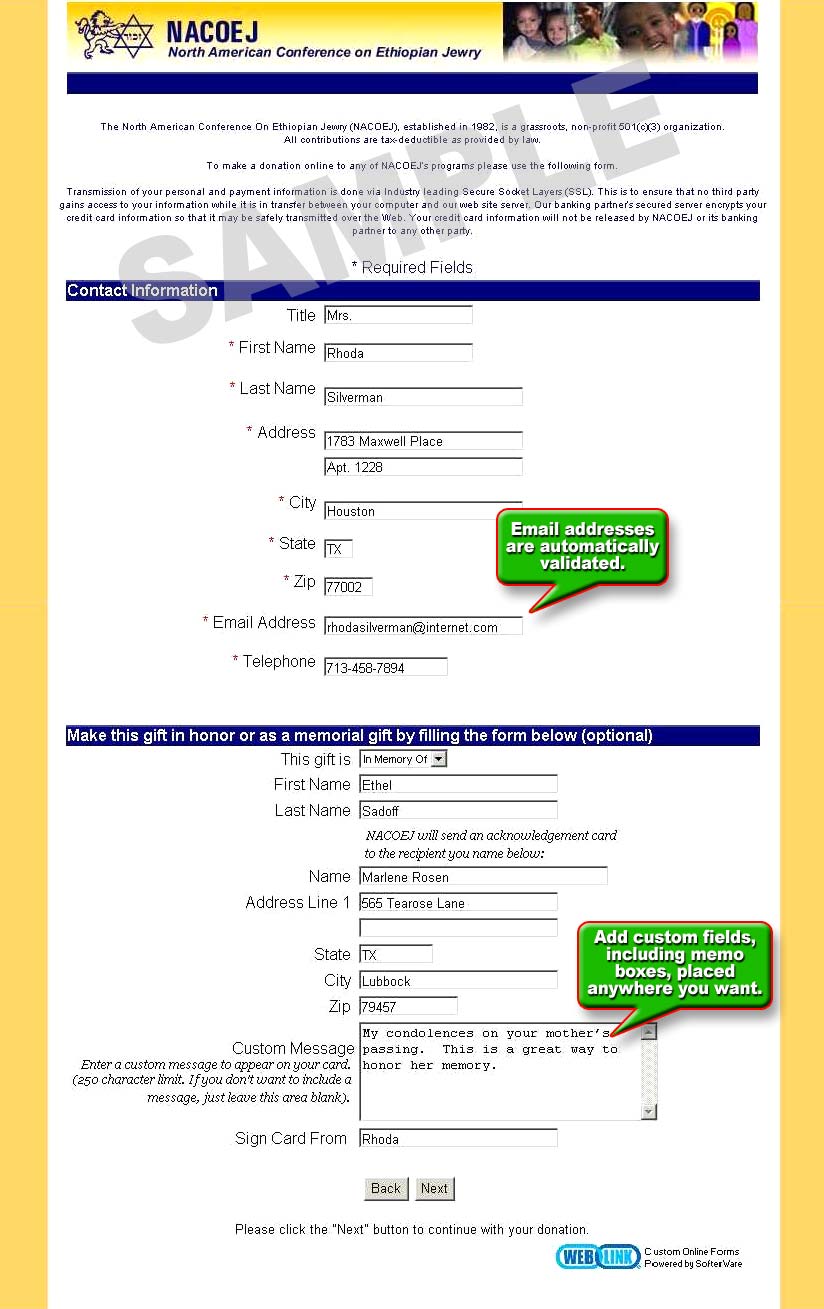 Online Donation Form