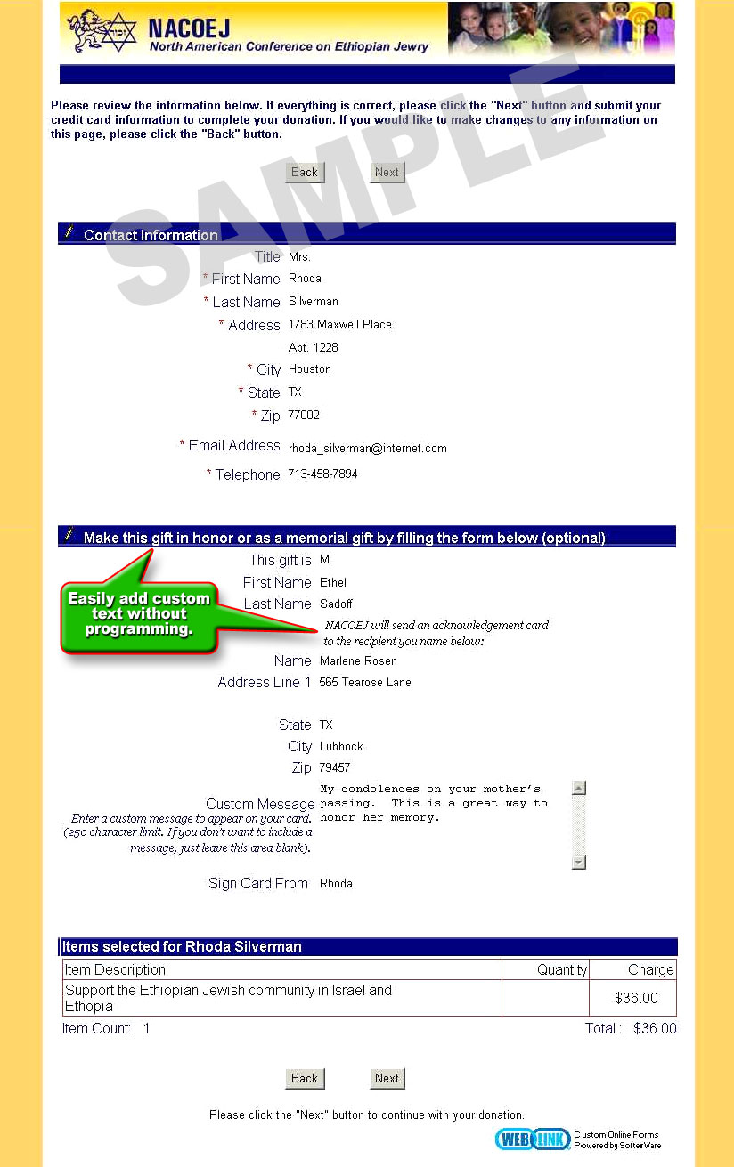 Online Donation Form