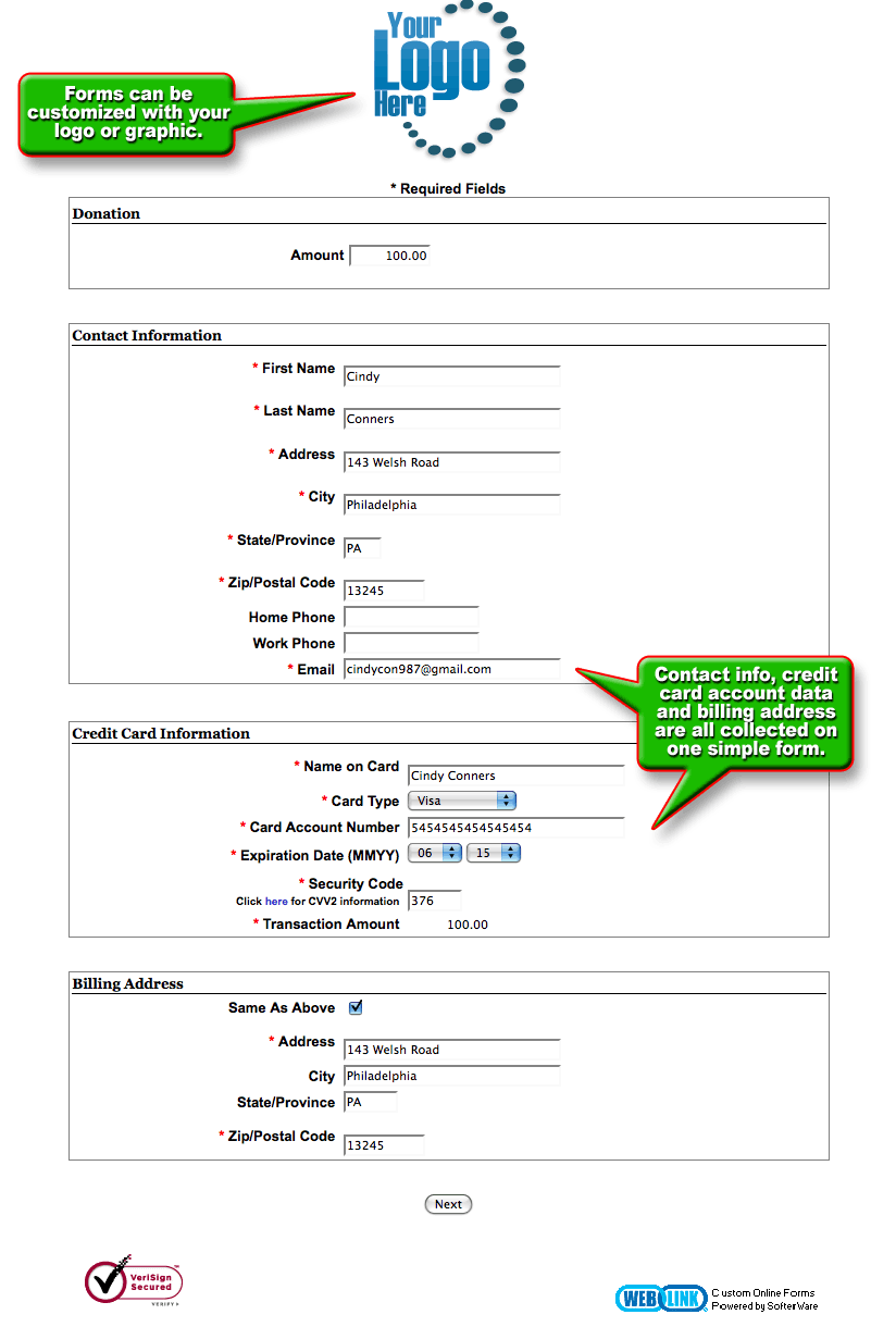 Online Donation Form