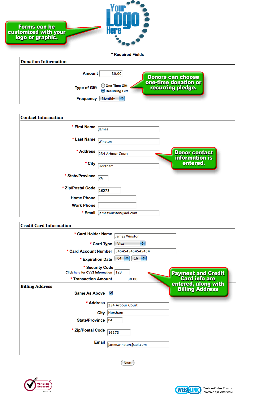 Online Donation Form