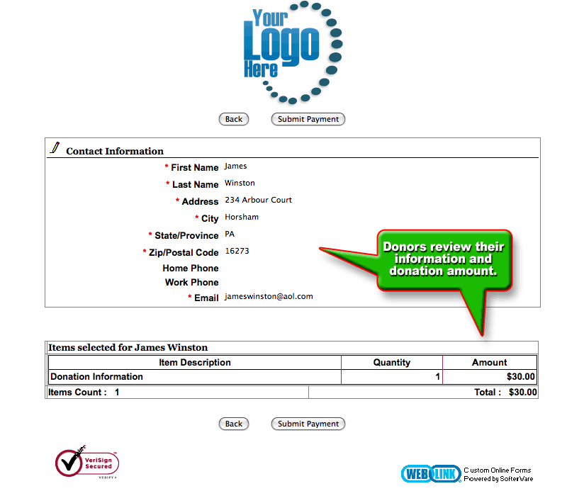 Online Donation Form