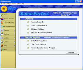 DonorPerfect Fundraising Software Screen