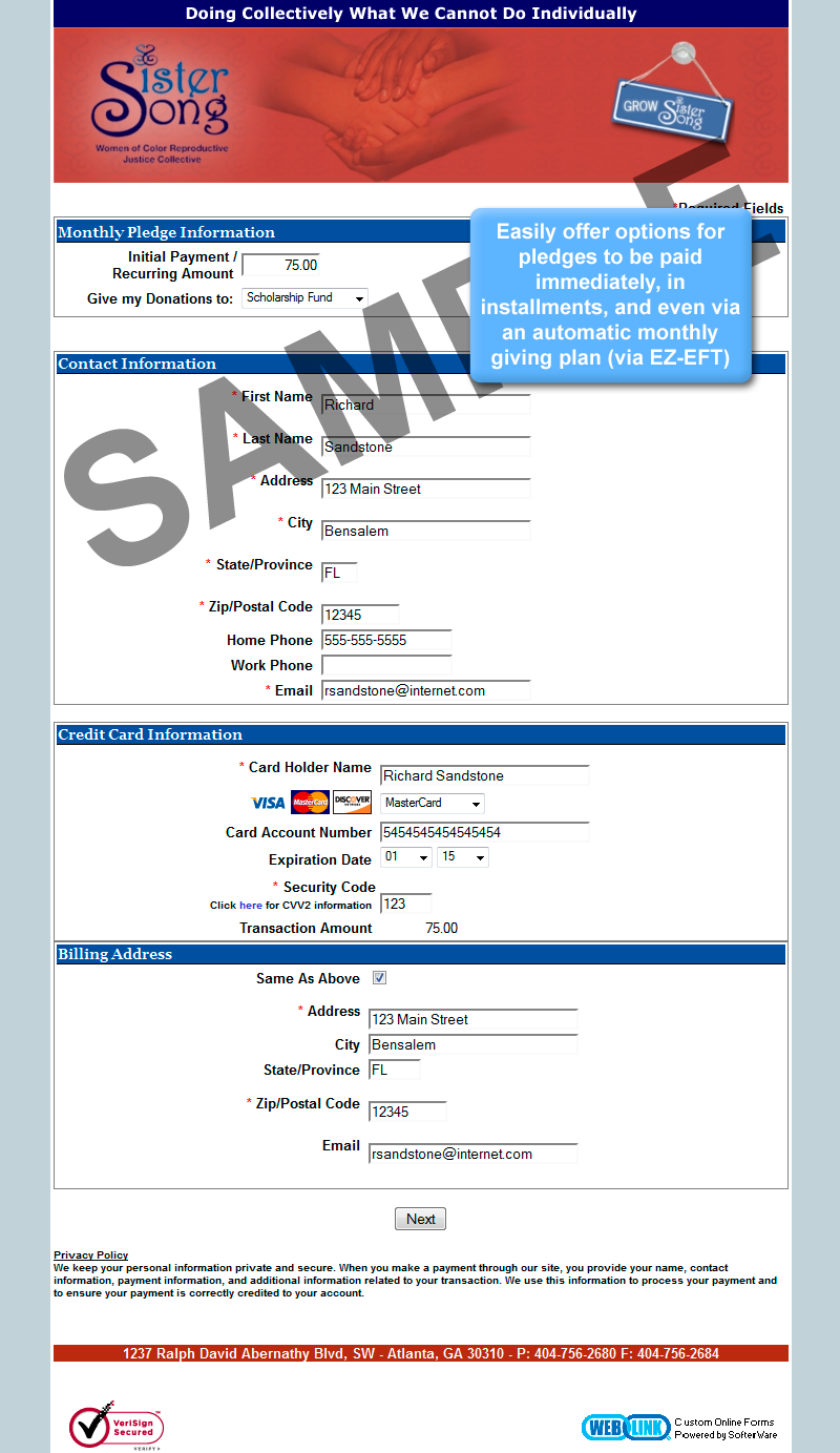 donation pledge card